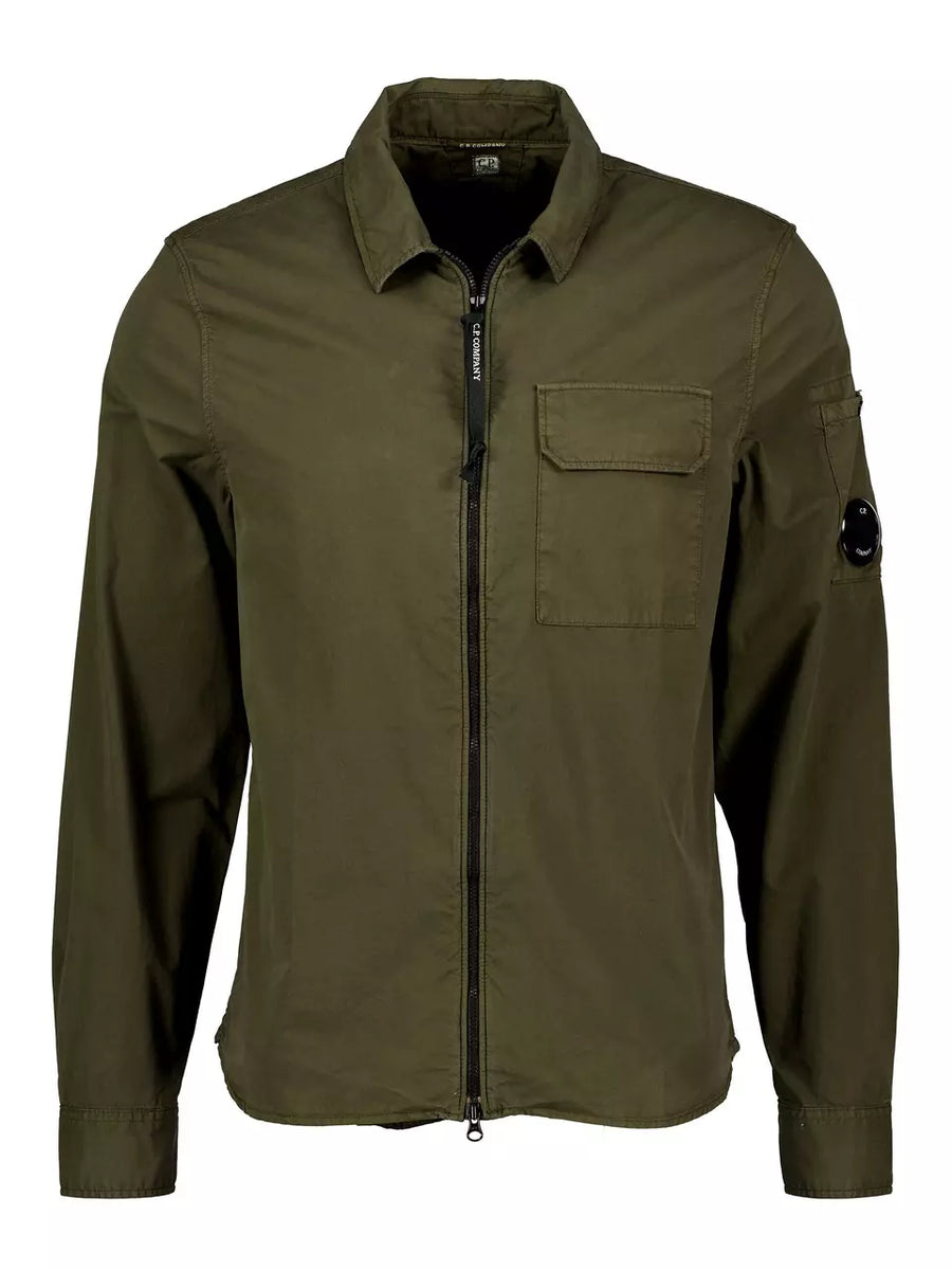 Cp Company Gabardine Zip Overshirt In Ivy Green TET Clothing