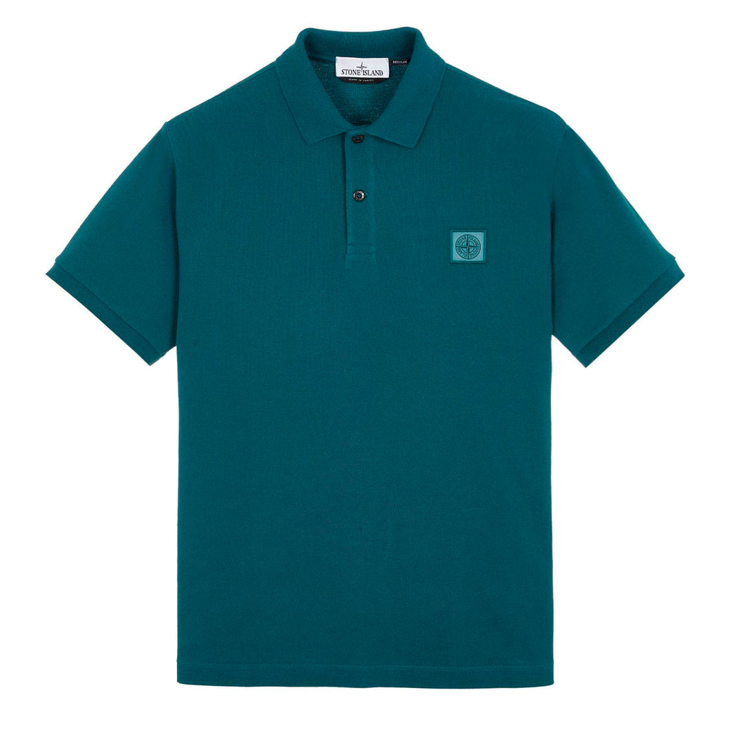 Stone Island Regular Fit Compass Patch Logo Polo Shirt in Petrol Green