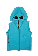 Load image into Gallery viewer, Cp Company Junior Shell-R Goggle Logo Gilet Tile Blue

