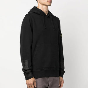 Stone Island Arm Print Hooded Sweatshirt in Black