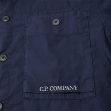 Load image into Gallery viewer, Cp Company Rip-Stop Embroidered Logo Short Sleeve Shirt in Navy
