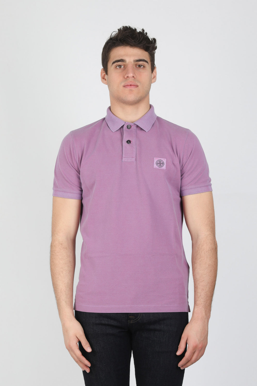 Stone Island Garment Dyed Slim Fit Polo Shirt In Pink