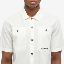 Load image into Gallery viewer, Cp Company Rip-Stop Embroidered Logo Short Sleeve Shirt in White
