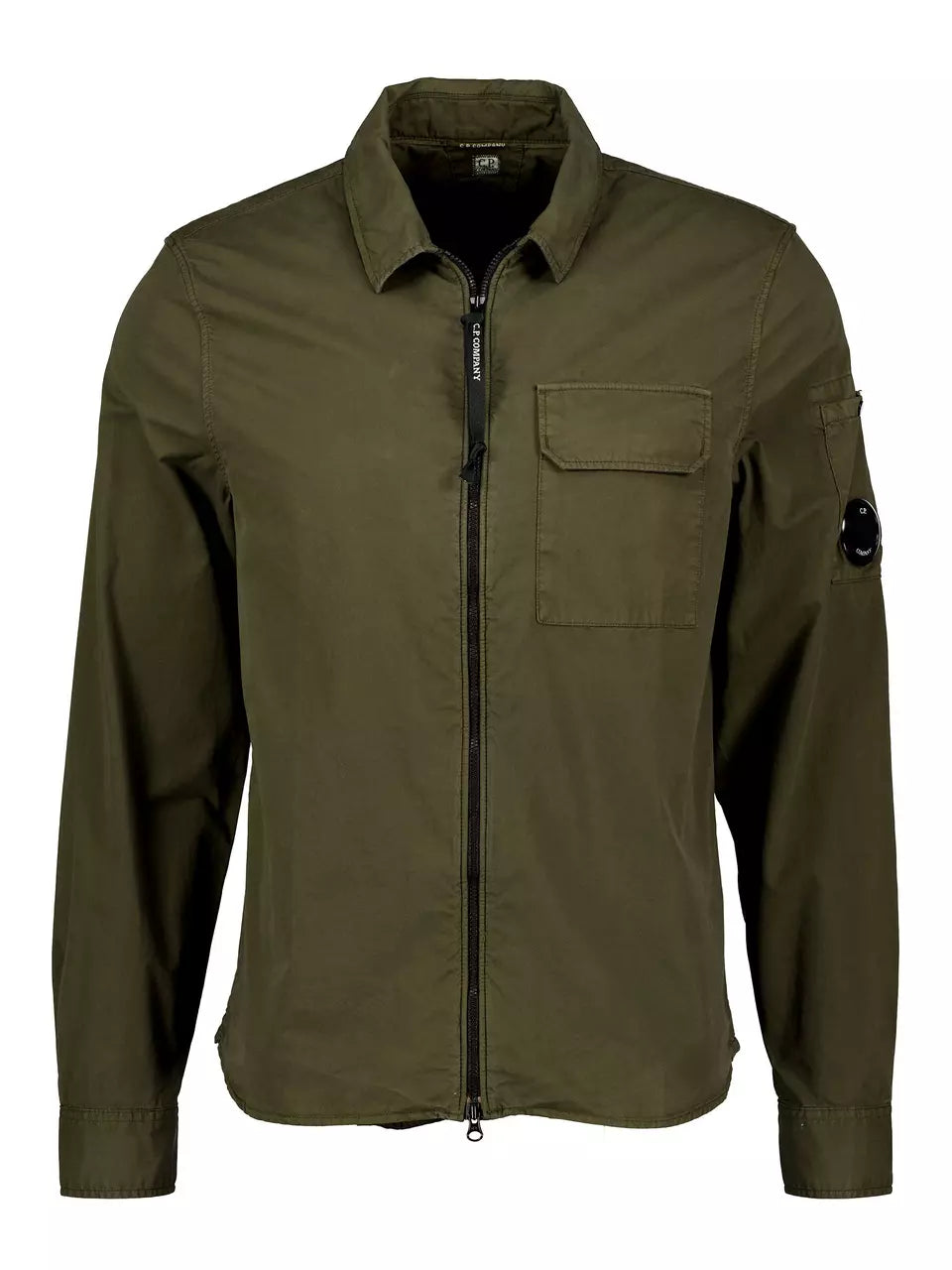 Cp Company Gabardine Zip Overshirt In Ivy Green