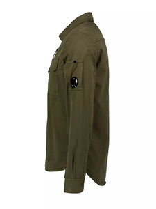 Cp Company Gabardine Zip Overshirt In Ivy Green