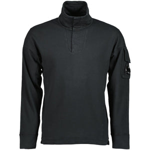 Cp Company Lens Button Popover Sweatshirt In Black