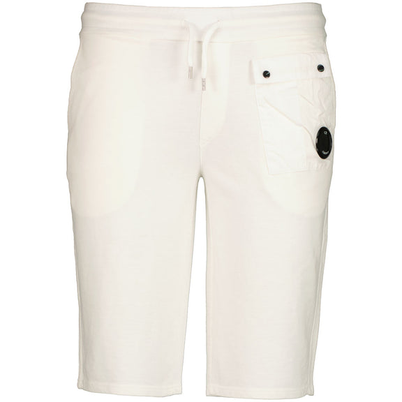 Cp Company Junior Light Fleece Mixed Lens Shorts In White