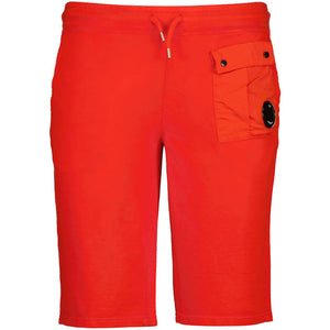 CP Company Junior Light Fleece Mixed Lens Shorts in Red