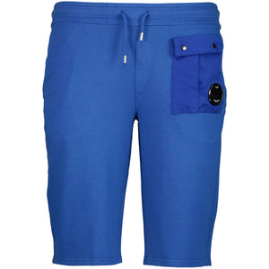 Cp Company Junior Light Fleece Mixed Lens Shorts In Blue Quartz