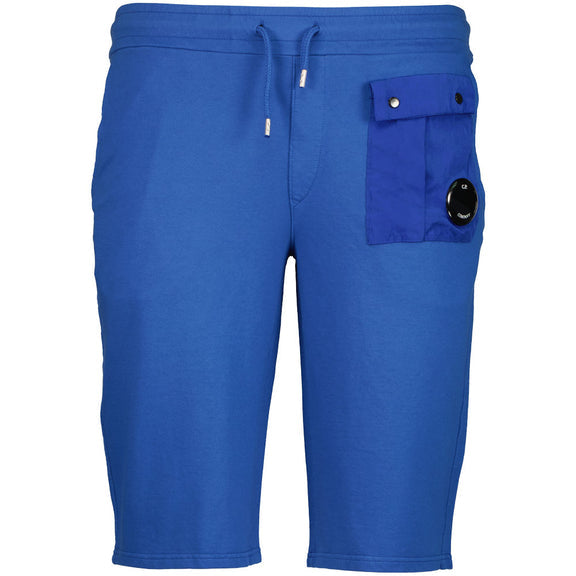 Cp Company Junior Light Fleece Mixed Lens Shorts In Blue Quartz