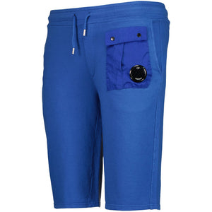 Cp Company Junior Light Fleece Mixed Lens Shorts In Blue Quartz