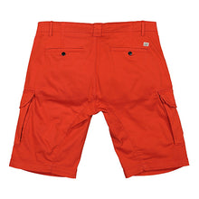 Load image into Gallery viewer, CP Company Bermuda Satin Stretch Cargo Shorts In Red
