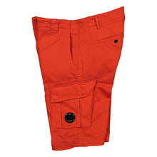 Load image into Gallery viewer, CP Company Bermuda Satin Stretch Cargo Shorts In Red
