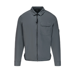 Cp Company Gabardine Zip Overshirt In Dark Grey