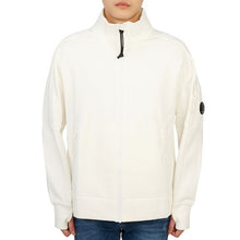 Load image into Gallery viewer, Cp Company Diagonal Raised Fleece Zipped Sweatshirt In White
