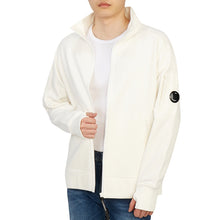 Load image into Gallery viewer, Cp Company Diagonal Raised Fleece Zipped Sweatshirt In White
