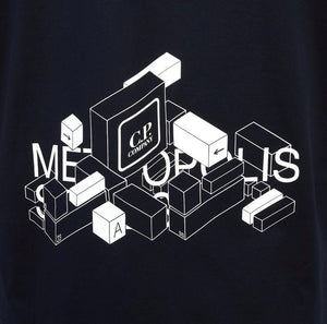 Cp Company Metropolis Box Logo T-Shirt Navy
