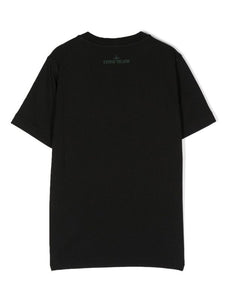 Stone Island Junior Compass Patch Logo T-Shirt In Black