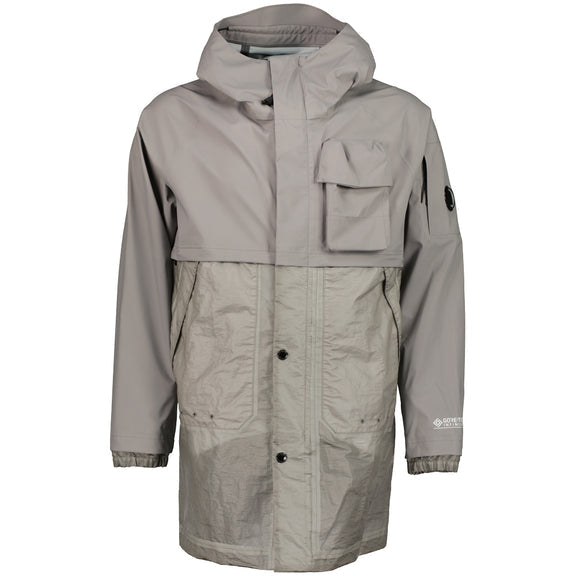 Cp Company Gore-Tex Infinium Mixed Lens Long Jacket in Griffin Grey