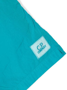 Cp Company Junior Chrome-R Patch Logo Swimshorts In Tile Blue