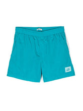 Load image into Gallery viewer, Cp Company Junior Chrome-R Patch Logo Swimshorts In Tile Blue

