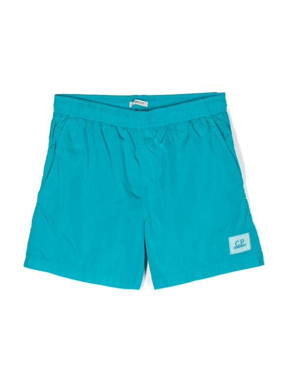 Cp Company Junior Chrome-R Patch Logo Swimshorts In Tile Blue