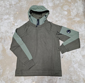 Cp Company Diagonal Raised Mixed Shell Hoodie In Ivy Green