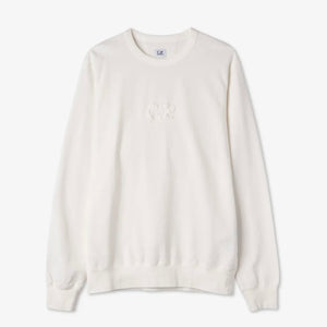 Cp Company Big Logo Embroided Sweatshirt In White