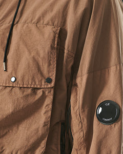 Cp Company Flatt Nylon Utility Long Jacket In Brown