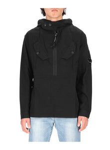 Cp Company Quarter Zip Overshirt In Black