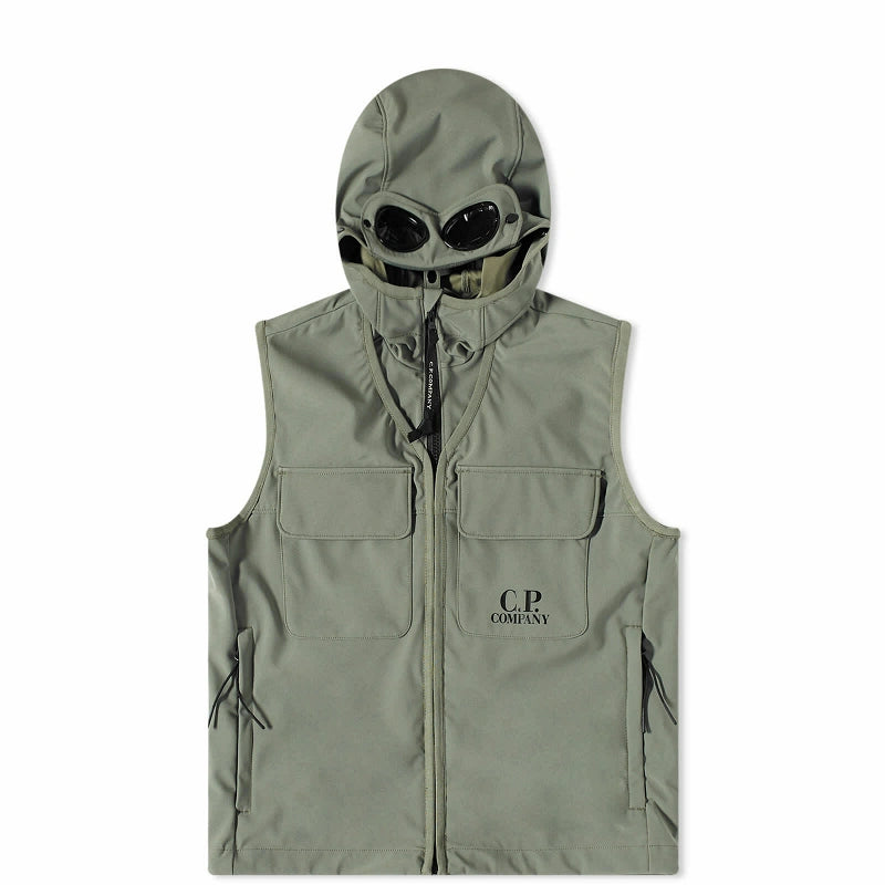 Cp Company Junior Shell-R Goggle Logo Gilet Bronze Green