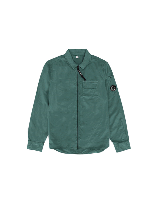 Cp Company Gabardine Zip Overshirt In Green