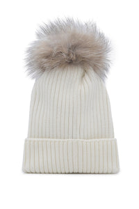 Moncler Junior Pom Pom Beanie in White