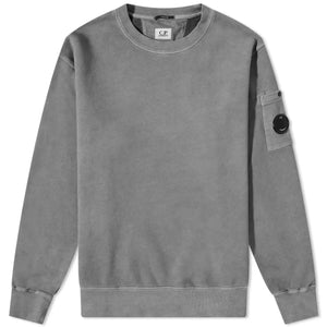Cp Company Brushed Emerized Resist Dyed Lens Sweatshirt In Titanium