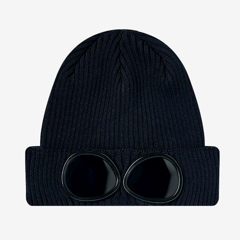 Cp Company Junior Knitted Goggle Beanie In Navy