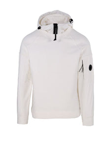 Cp Company Diagonal Raised Mixed Shell Hoodie In White