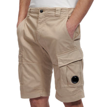 Load image into Gallery viewer, Cp Company Satin Stretch Lens Cargo Shorts Cobblestone
