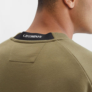 Cp Company Diagonal Raised Cotton Lens Sweatshirt in Butternut Brown