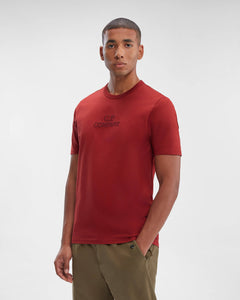 Cp Company Mercerized Cotton Twisted Jersey Embroidered Logo T-Shirt In Red