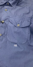Load image into Gallery viewer, Cp Company Popeline Short Sleeve Small Logo Shirt in Medieval Blue
