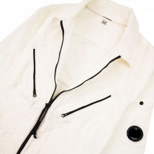 Cp Company Rip-Stop Zip Lens Shirt in White
