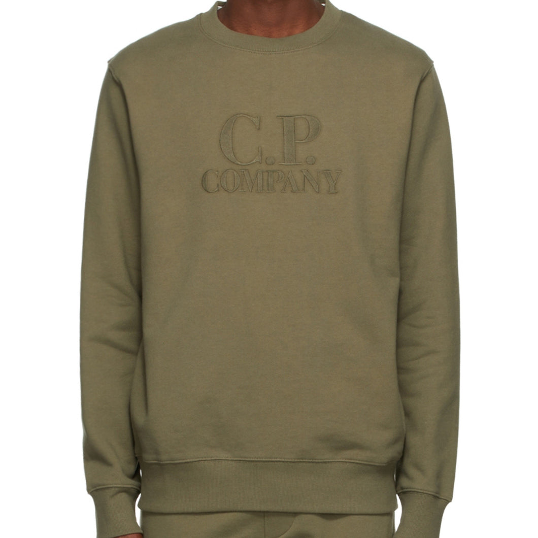 Cp Company Embroidered Logo Sweatshirt in Ivy Green