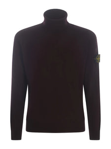 Stone Island Roll Neck Knit Sweatshirt in Burgundy