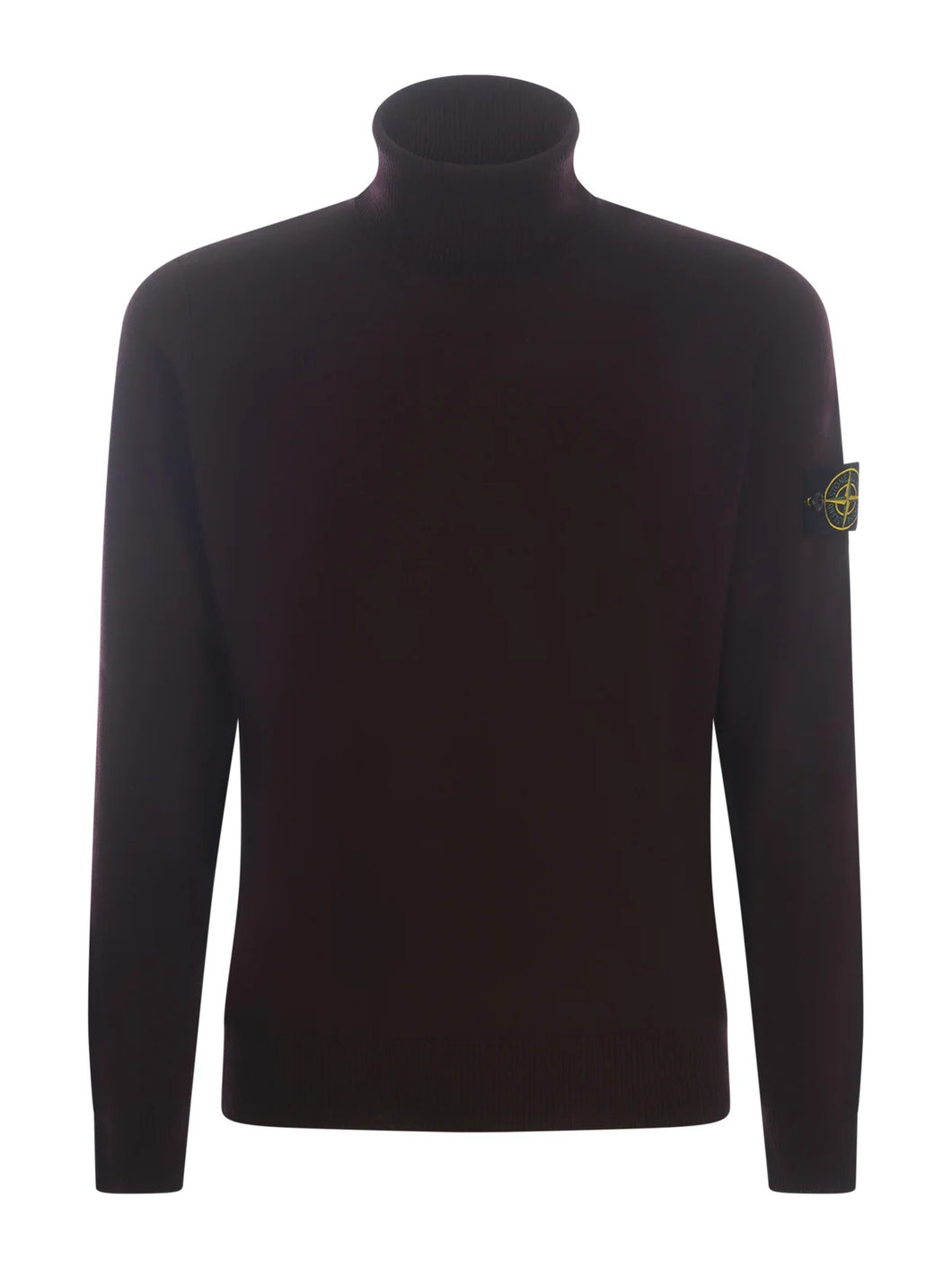 Stone Island Roll Neck Knit Sweatshirt in Burgundy