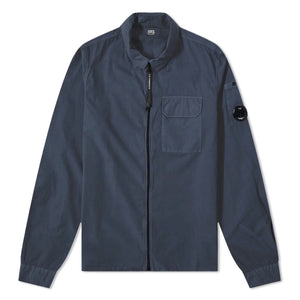 Cp Company Gabardine Full Zip Lens Shirt In Navy