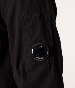 Cp Company Gabardine Full Zip Lens Shirt In Black