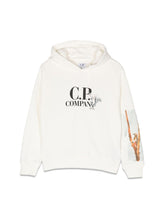 Load image into Gallery viewer, Cp Company Junior Bird Logo Overhead Hoodie In White
