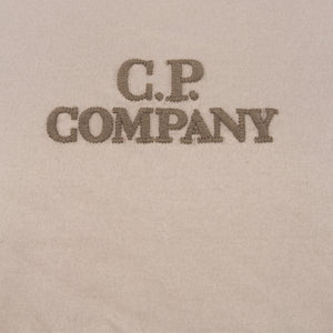 Cp Company Mercerized Cotton Twisted Jersey Embroidered Logo T-Shirt In Silver Sage