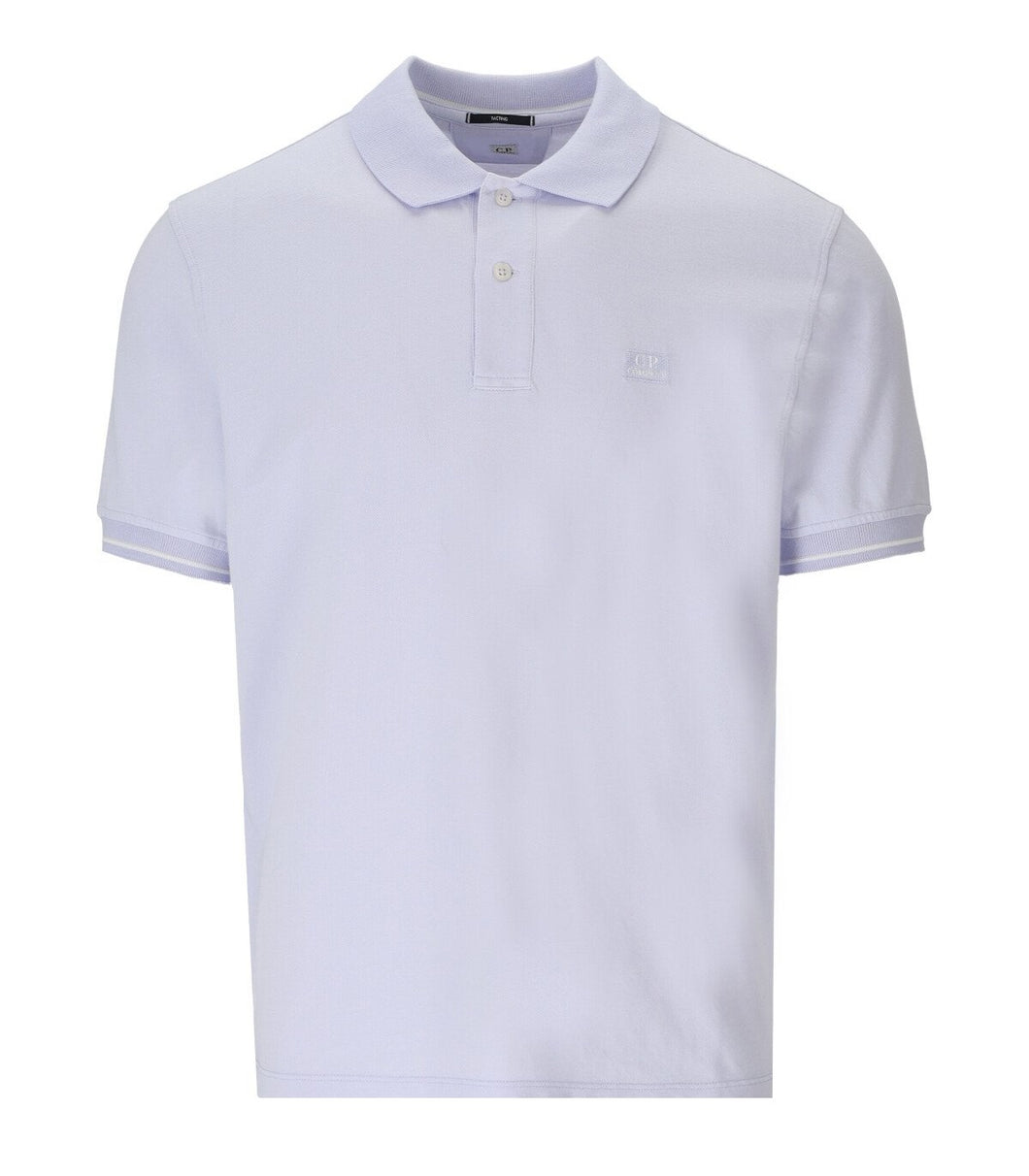 Cp Company Tacting Piquet Logo Polo Shirt In Cosmic Sky