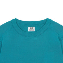 Load image into Gallery viewer, Cp Company Junior Sea Island Light Knit Lens Sweatshirt in Tile Blue
